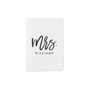 Stylish Brush Script "Mrs Last Name" Passport Holder