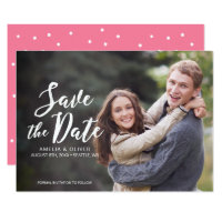 Stylish Brush Script Photo Save the Date Card