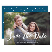 Stylish Brush Script Save the Date Photo Card