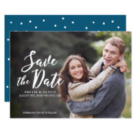 Stylish Brush Script Save the Date Photo Card