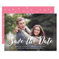 Stylish Brush Script Save the Date Photo Card