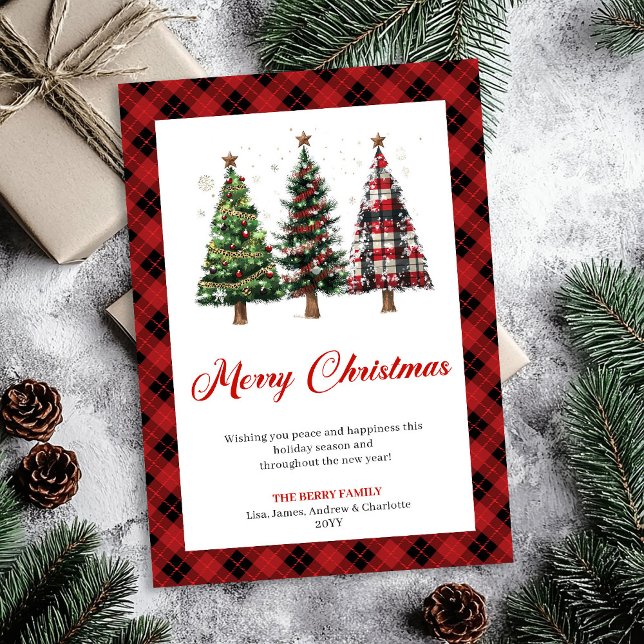 Stylish Buffalo Plaid Christmas Tree Holiday Card (Stylish Buffalo Plaid Christmas Tree Holiday Card)