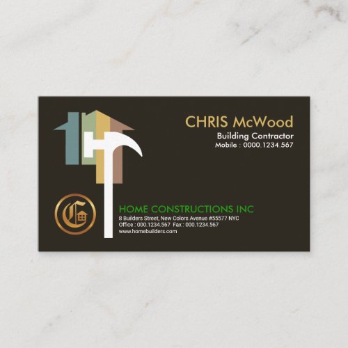 Stylish Building Contractors Creative Fancy Home Business Card