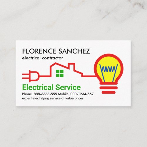 Stylish Bulb Plug Electric Wiring Business Card