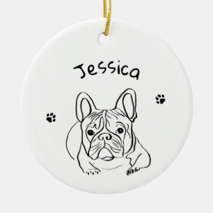 Stylish Bulldog Minimalist  Ceramic Ornament