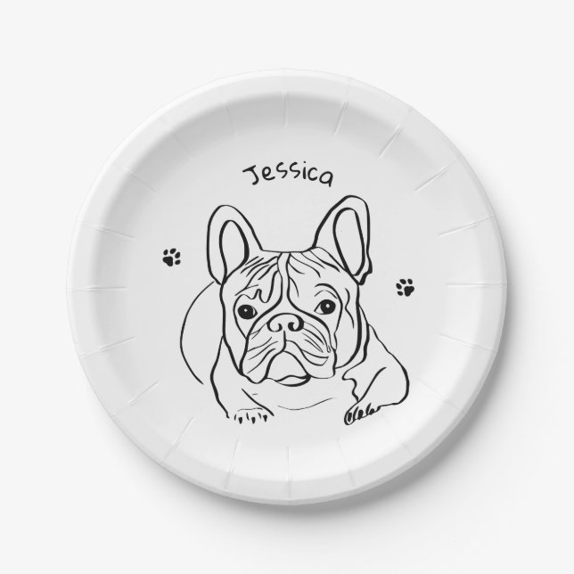 Stylish Bulldog Minimalist  Paper Plates (Front)