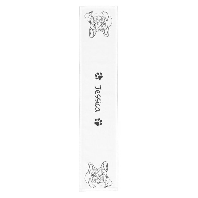Stylish Bulldog Minimalist  Short Table Runner (Front)