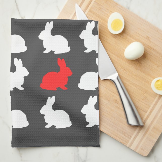 Stylish Bunny Bunnies Rabbits Pattern Kitchen Towel (Quarter Fold)