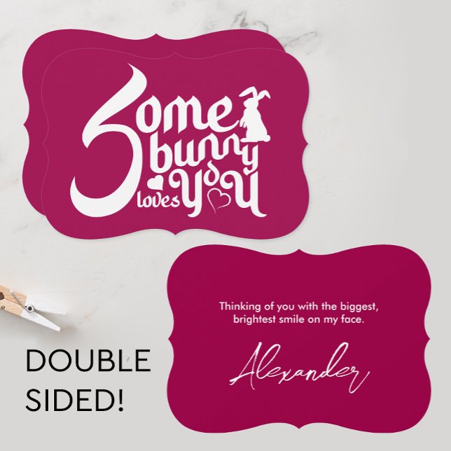 Stylish Bunny Pun Love Magenta White Typography Card (Creator Uploaded)