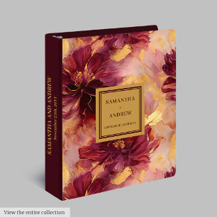 Stylish Burgundy Blush Gold Boho Wedding Binder