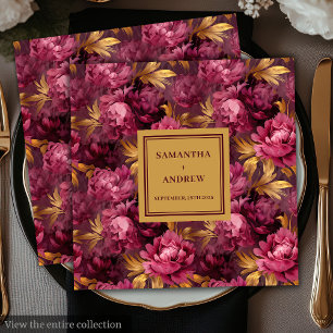 Stylish Burgundy Blush Gold Wedding Paper Napkins