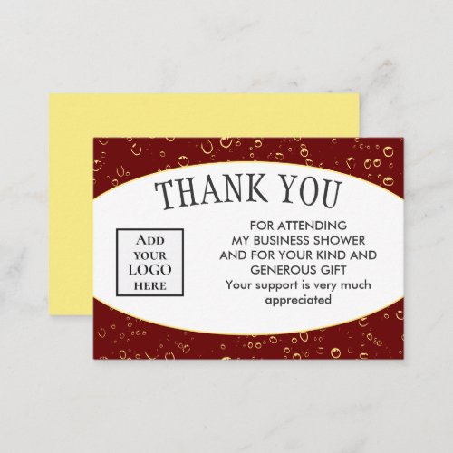 Stylish Burgundy Business Shower Logo THANK YOU Enclosure Card