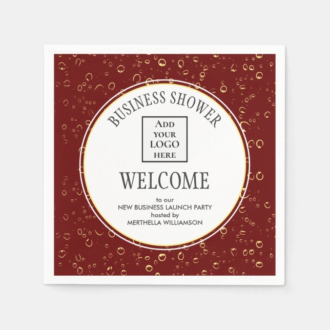 Stylish Burgundy BUSINESS SHOWER Napkins (Front)