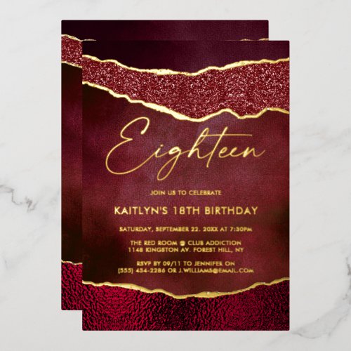 Stylish Burgundy Geoed Agate 18th Birthday Real