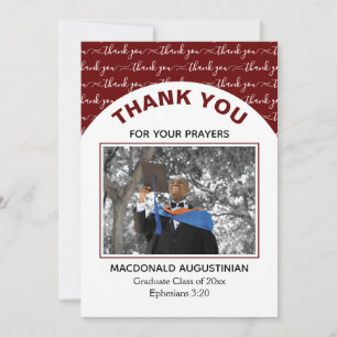 Stylish Burgundy Graduate Photo Thank You Card