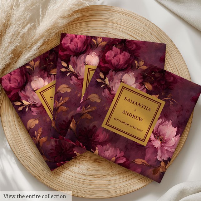 Stylish Burgundy Pink Blush Gold Wedding Napkins (Stylish Burgundy Pink Blush Gold Wedding Napkins)