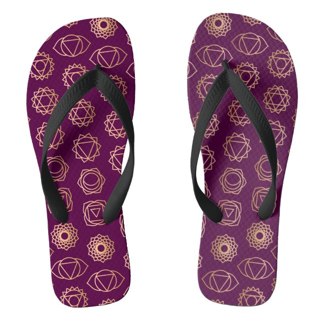 Stylish Burgundy Purple Green Chakra Pattern Flip Flops (Footbed)