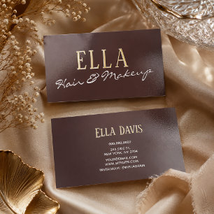 Stylish Burgundy Watercolor Hair Makeup Foil Spot Gloss Business Cards