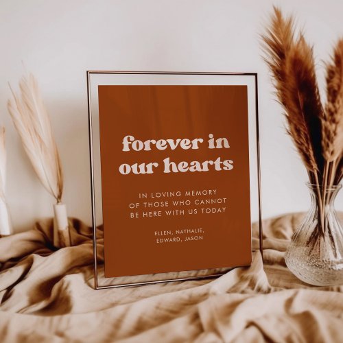 Stylish Burnt Orange Forever in our hearts sign