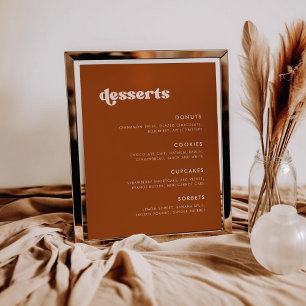 Stylish Burnt Orange Wedding Dessert Bar sign