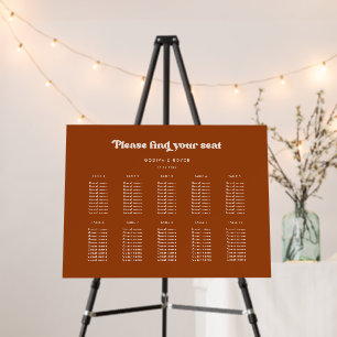 Stylish Burnt Orange Wedding Seating Chart Sign