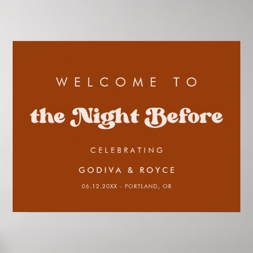 Stylish Burnt Orange Welcome to The Night Before Poster