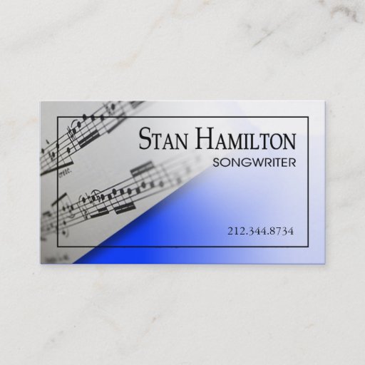 Customizable Stylish Business Card - Songwriter "Sheet Music"
