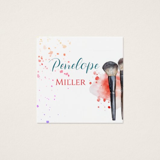 stylish business card with brushes for makeup (Front)