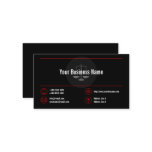 Stylish Business Logo Red Lines Red Icons Black Business Card Stylish Business Logo Red Lines Red Icons Black Business Card