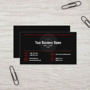 Stylish Business Logo Red Lines Red Icons Black Business Card