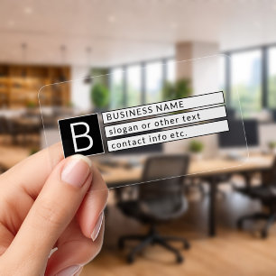 Stylish Business Monogram Name Transparent Plastic Clear Business Cards