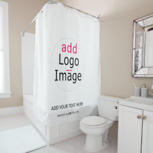Stylish Business Promotion Customizable White Shower Curtain