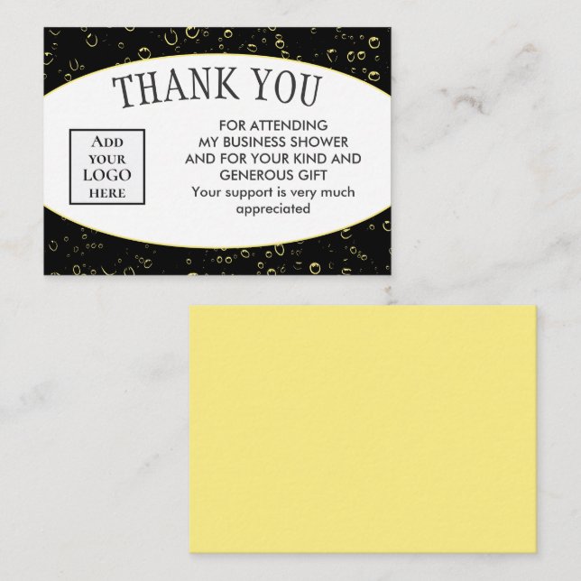 Stylish Business Shower Logo THANK YOU Enclosure Card (Front/Back)
