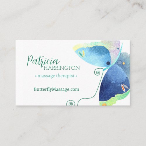 Stylish Butterfly Massage Therapist Business Card