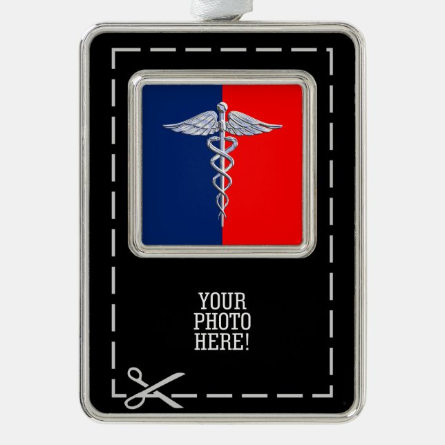 Stylish Caduceus Medical Symbol League Christmas Ornament (Front)