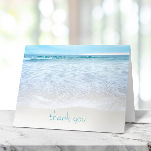 Stylish California Beach with Ocean Waves Photo Letterpress Thank You Card