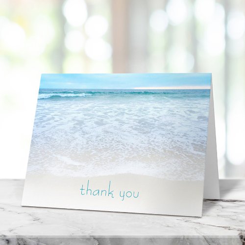 Stylish California Beach with Ocean Waves Photo Thank You Card