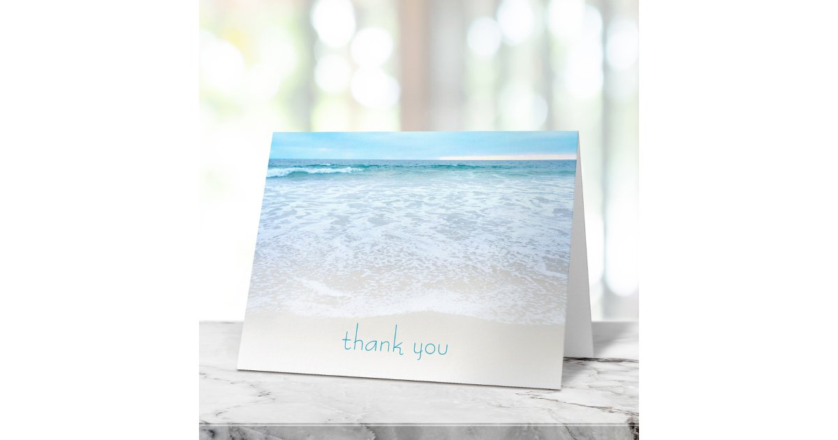 Stylish California Beach with Ocean Waves Photo Thank You Card | Zazzle