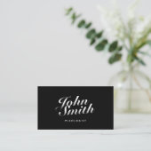 Stylish Calligraphic Mixologist Plain Black Business Card (Standing Front)