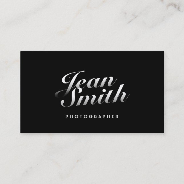 Stylish Calligraphic Photographer Business Card (Front)