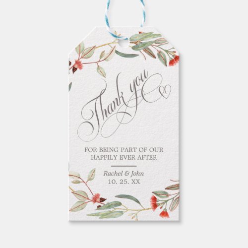Stylish Calligraphic Script Thank You Floral Gift Tags
