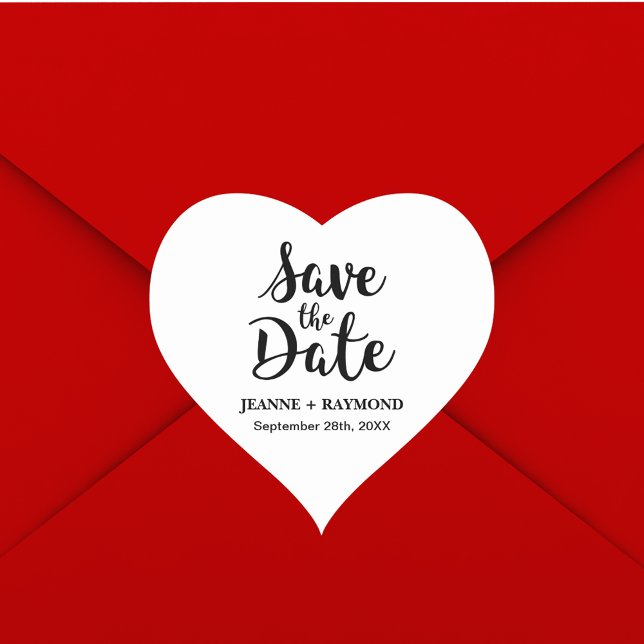 Stylish Calligraphy Custom Wedding Save the Date Heart Sticker (Custom wedding heart sticker creates a timeless touch for invitation envelopes.)