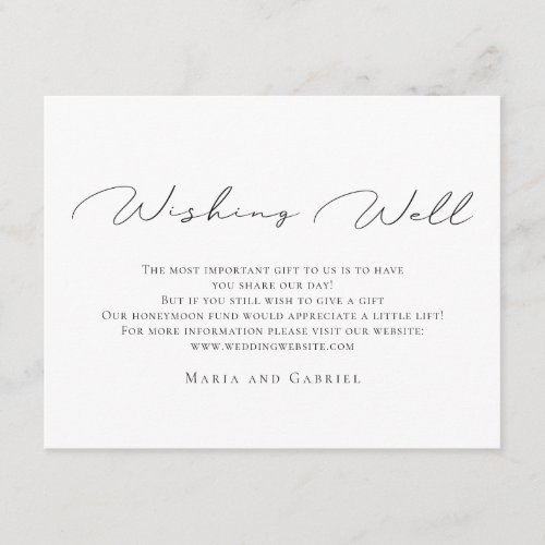 Stylish calligraphy Elegant Wedding Wishing Well Enclosure Card