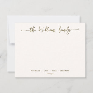 Stylish Calligraphy Family Surname Gold Script Note Card