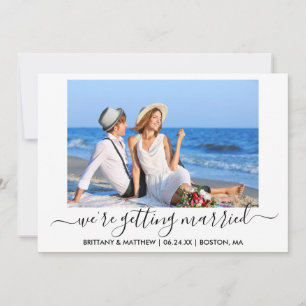 Stylish Calligraphy Getting Married Photo Save The Date