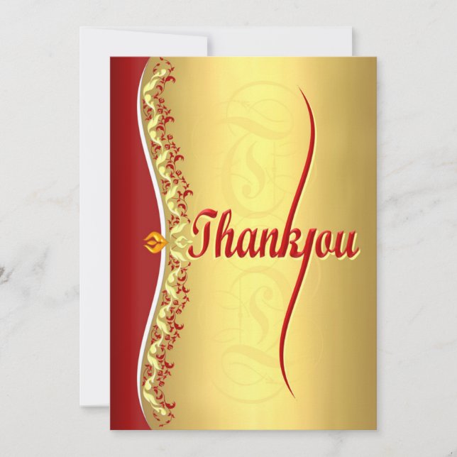 Stylish calligraphy in red and gold Thank You (Front)