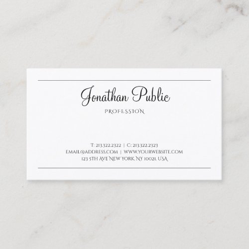Stylish Calligraphy Modern Professional Plain Luxe Business Card