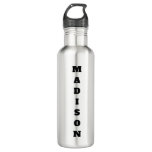 Stylish Calligraphy Name Black &amp; White Stainless Steel Water Bottle