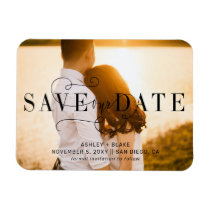 Stylish Calligraphy Photo Save the Date Magnet