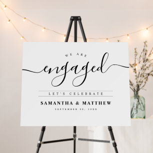 Stylish Calligraphy Script Engagement Party Sign